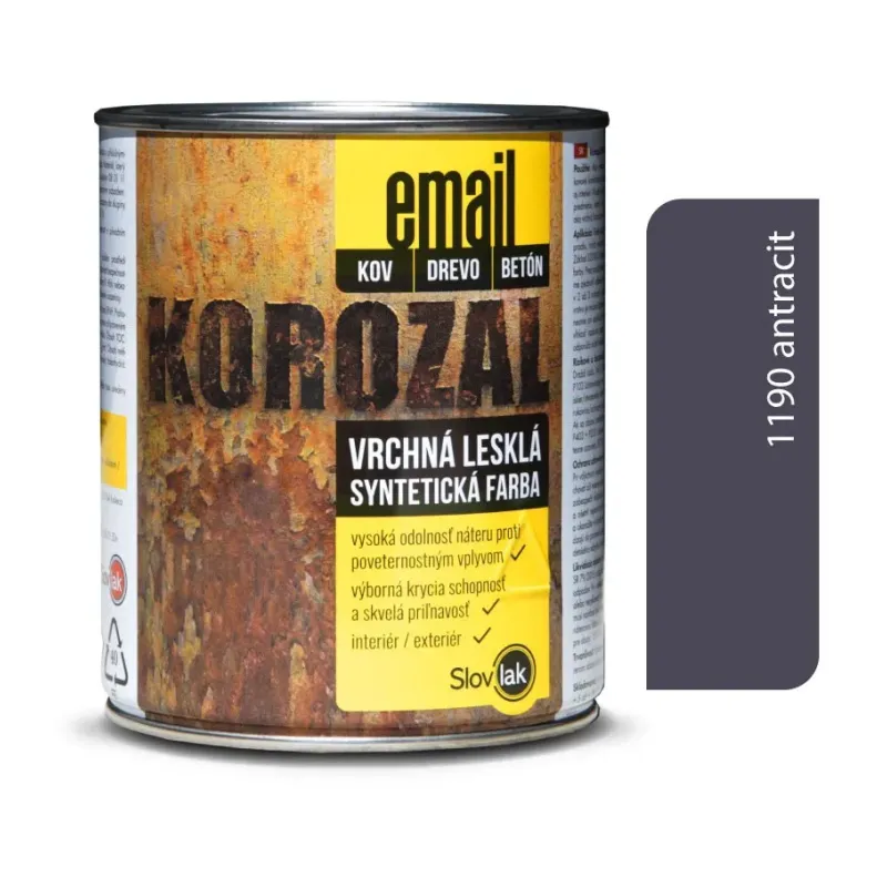 Korozal Email 1190 antracit 0,75 kg a 3 kg