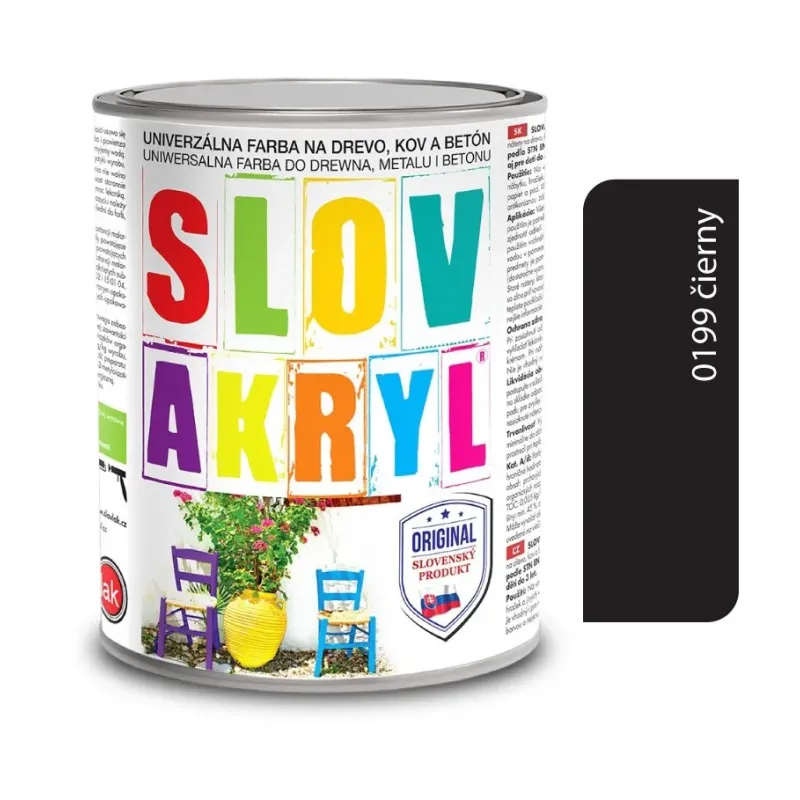 Slovakryl 0199 - čierny 0,75 kg, 2,5 kg a 5 kg Slovakryl 0199 - čierny 0,75 kg, 2,5 kg a 5 kg