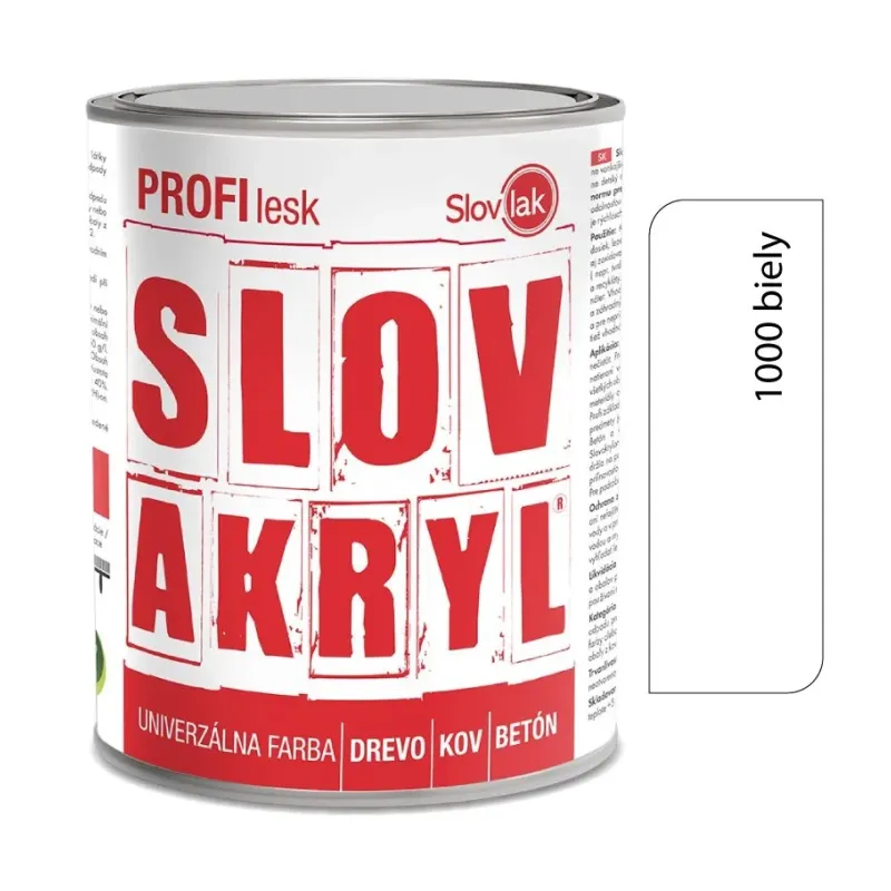Slovakryl Profi Lesk biely 1000/RAL9003 0,75 kg Slovakryl Profi Lesk biely 1000/RAL9003 0,75 kg