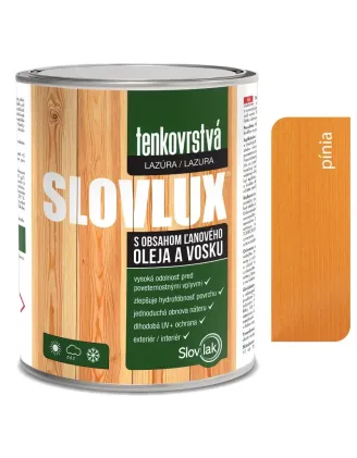 Slovlux Tenkovrstvá lazúra na drevo, pínia 0,7 l a 2,5 l