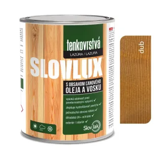 Slovlux Tenkovrstvá lazúra na drevo, dub 0,7 l, 2,5 l a 10 l