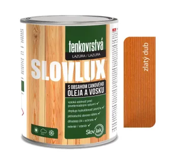 Slovlux Tenkovrstvá lazúra na drevo, zlatý dub 0,7 l, 2,5 l a 10 l