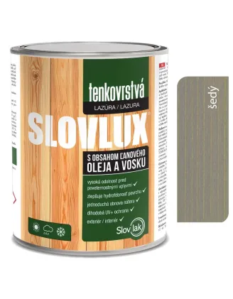 Slovlux Tenkovrstvá lazúra na drevo šedá 0,7 l a 2,5 l