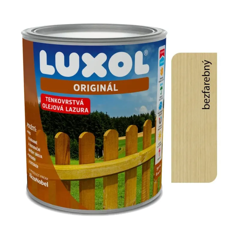 Luxol Originál bezfarebný 0000 0,75 l, 2,5 l, 4,5 l - Tenkovrstvá lazúra Luxol Originál bezfarebný 0000 0,75 l, 2,5 l, 4,5 l - Tenkovrstvá lazúra