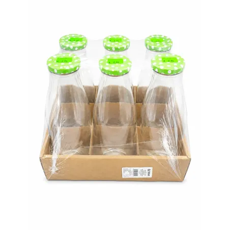 Fľaša na mlieko sklo 1000 ml bodky viečko 1 ks