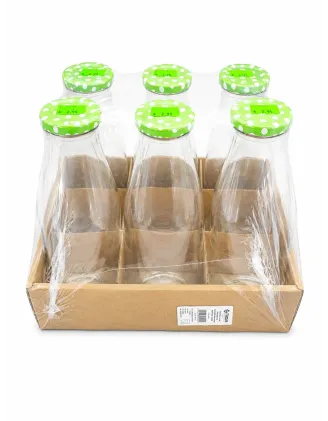 Fľaša na mlieko sklo 1000 ml bodky viečko 1 ks