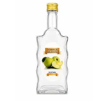 Sklenená fľaša, 500 ml, hranatá, Jablkovica, s uzáverom na závit, kláštorná