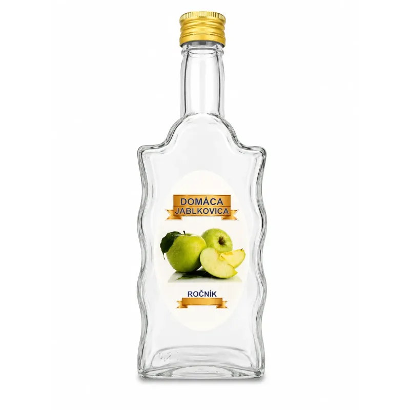 Sklenená fľaša, 500 ml, hranatá, Jablkovica, s uzáverom na závit, kláštorná