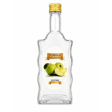 Sklenená fľaša, 500 ml, hranatá, Jablkovica, s uzáverom na závit, kláštorná