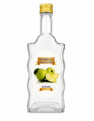 Sklenená fľaša, 500 ml, hranatá, Jablkovica, s uzáverom na závit, kláštorná