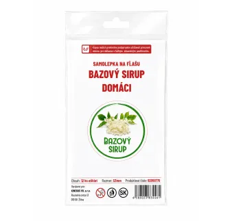 Samolepka na fľašu bazový Sirup domáci 12 ks etikiet