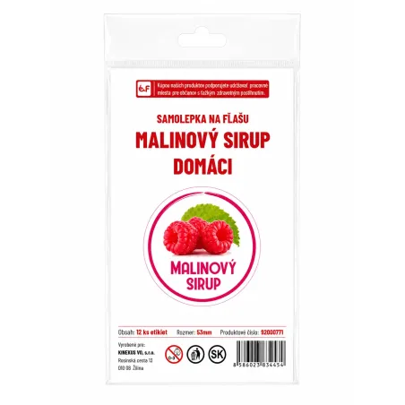 Samolepka na fľašu malinový Sirup domáci 12 ks etikiet