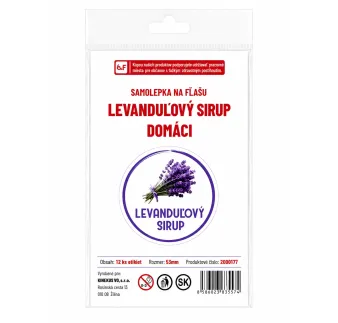Samolepka na fľašu levanduľový Sirup domáci 12 ks etikiet
