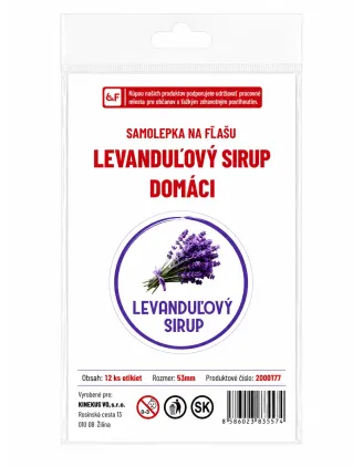 Samolepka na fľašu levanduľový Sirup domáci 12 ks etikiet
