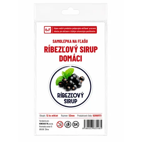 Samolepka na fľašu ríbezľový Sirup domáci 12 ks etikiet