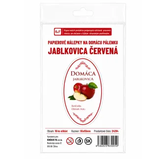 Samolepka Domáca Jablkovica, červená, oválna, biela, 16 ks etikiet