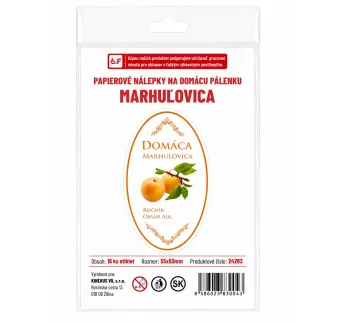 Samolepka Domáca Marhuľovica ovál biela, 16 ks etikiet