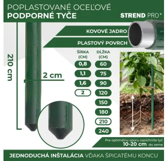 Tyč Garden SB 20/2100 mm, oceľ/plast, zelená, oporná k rastlinám a paradajkám
