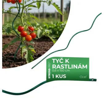 Tyč GS2 1500/6 mm, špirálová, drôtená, zelená, oporná k rastlinám a paradajkám