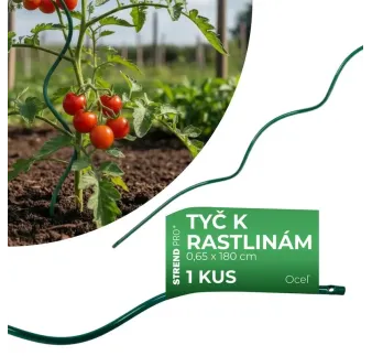 Tyč GS2 1800/6,5 mm, špirálová, drôtená, zelená, oporná k rastlinám a paradajkám