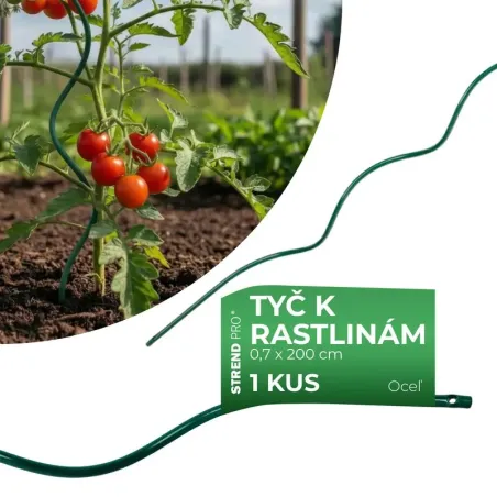 Tyč GS2 2000/7 mm, špirálová, drôtená, zelená, oporná k rastlinám a paradajkám