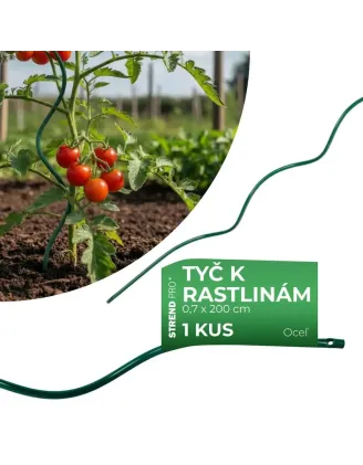 Tyč GS2 2000/7 mm, špirálová, drôtená, zelená, oporná k rastlinám a paradajkám