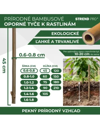 Tyč Garden KBT 450/6-8 mm, bal. 10 ks, bambus, oporná k rastlinám