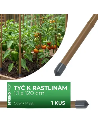 Tyč Garden TY 11/1200 mm, oceľ/plast, hnedá, oporná k rastlinám a paradajkám