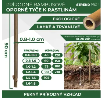 Tyč Garden KBT 900/8-10 mm, bal. 10 ks, bambus, oporná k rastlinám