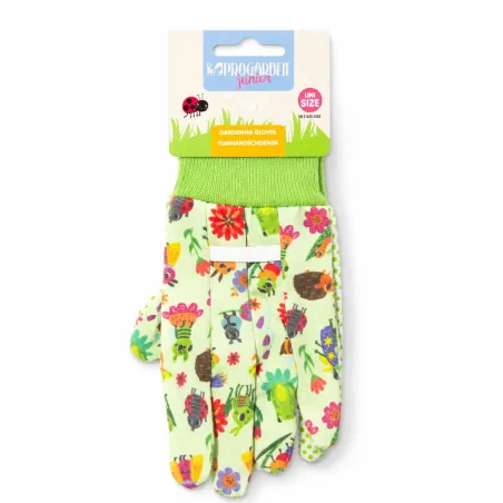 Rukavice záhradné detské 18 cm, kvety a hmyz
