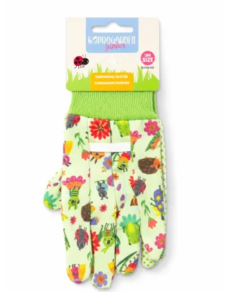 Rukavice záhradné detské 18 cm, kvety a hmyz