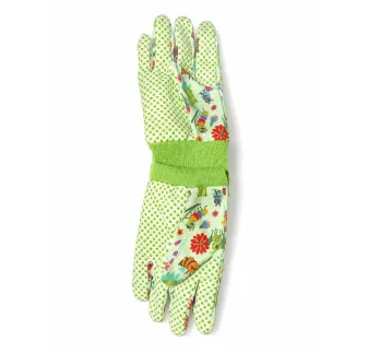 Rukavice záhradné detské 18 cm, kvety a hmyz