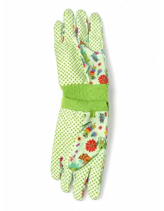 Rukavice záhradné detské 18 cm, kvety a hmyz