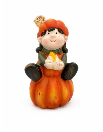 Postavička dievča na tekvici 8 × 6,5 × 13 cm keramika