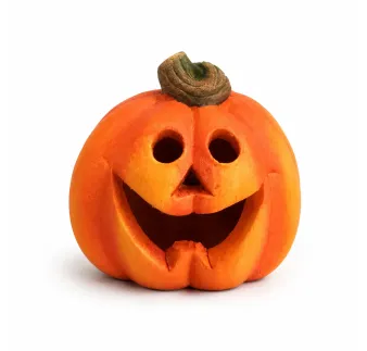 Dekoračná Halloween tekvica s veselou tvárou menšia