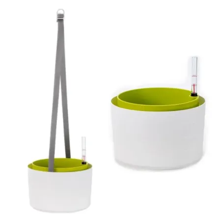 Kvetináč závesný 30 cm Berberis biela/zelená