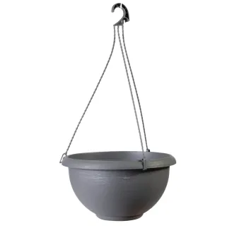 Kvetináč závesný 30 cm Terrae s vešiakom antracit Grigio fumo