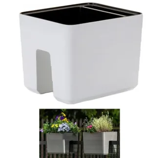 Truhlík Berberis 30 × 24 cm na zábradlie biely