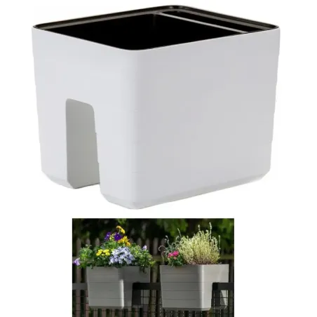 Truhlík Berberis 30 × 24 cm na zábradlie biely