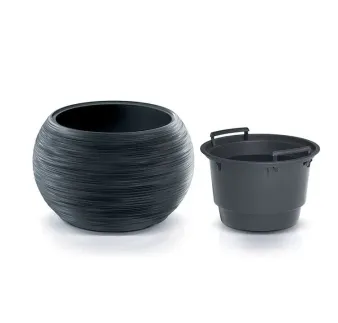 Kvetináč Furu Bowl 43,5 cm antracit s vkladom
