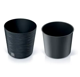 Kvetináč Furu Round 25 cm antracit s vkladom