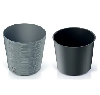 Kvetináč Furu Round 25 cm sivý s vkladom beton
