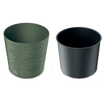 Kvetináč Furu Round 25 cm zelený s vkladom