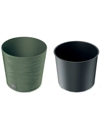 Kvetináč Furu Round 25 cm zelený s vkladom