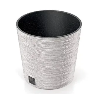 Kvetináč Furu 30 cm Round LOW ECO Wood biely s vkladom