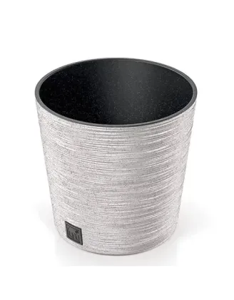 Kvetináč Furu 30 cm Round LOW ECO Wood biely s vkladom