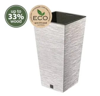 Kvetináč Furu 24 cm Square ECO Wood s vkladom biely