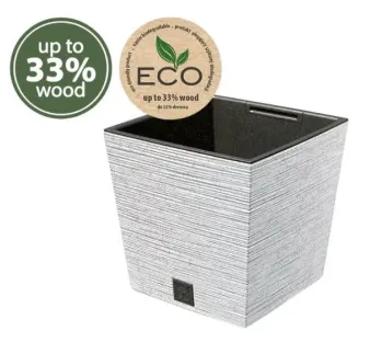 Kvetináč Furu 24 cm Square LOW ECO Wood s vkladom biely
