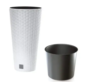 Kvetináč Rato Tubus 20 cm biely s vkladom