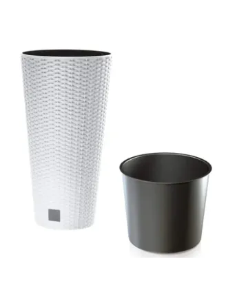 Kvetináč Rato Tubus 20 cm biely s vkladom